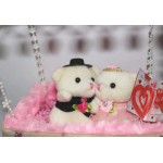 Beautiful Pink Parachute Box Hanging Couple Teddy Bears